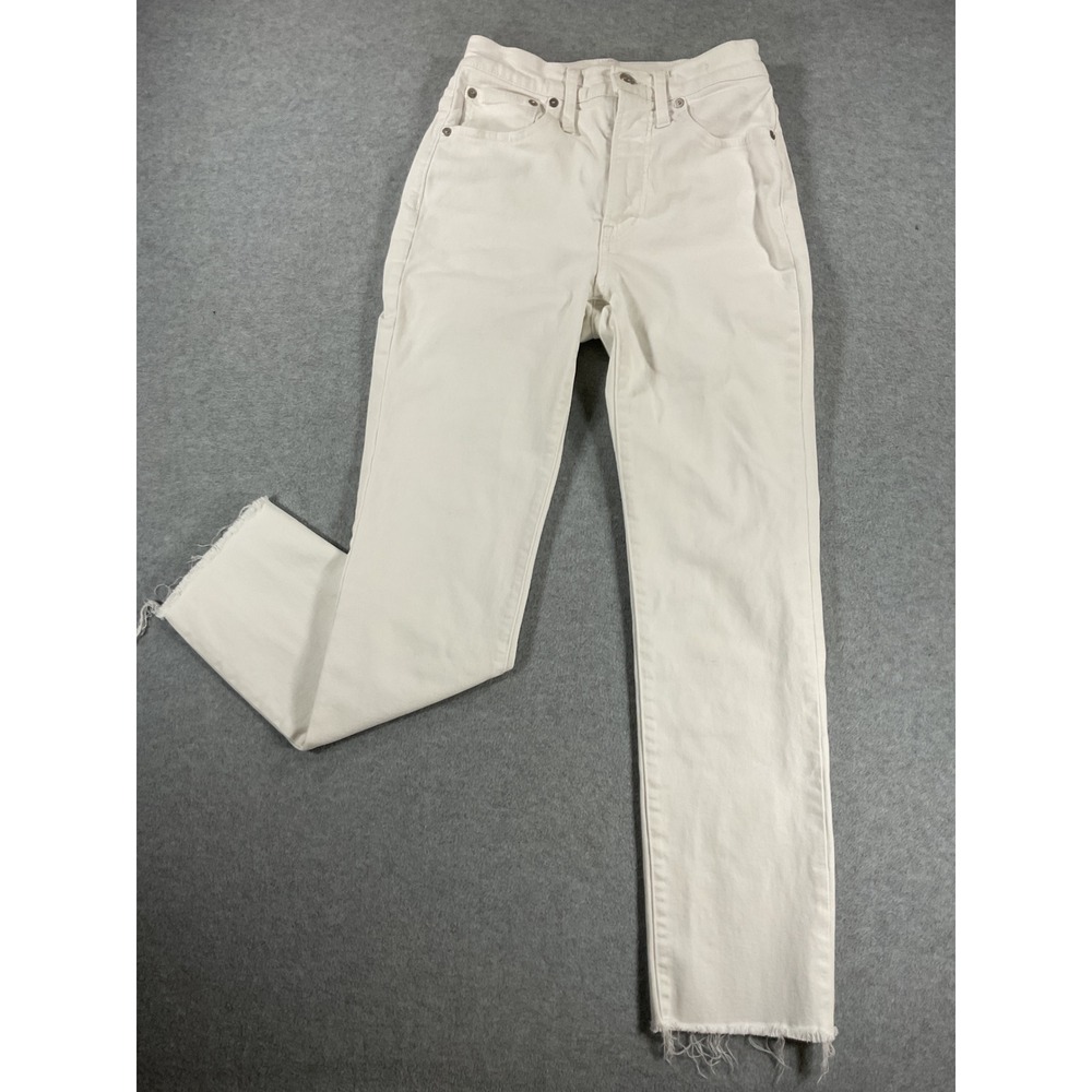 Madewell The Perfect Vintage Jean White Raw Hem High Rise Straight Leg 24 2904